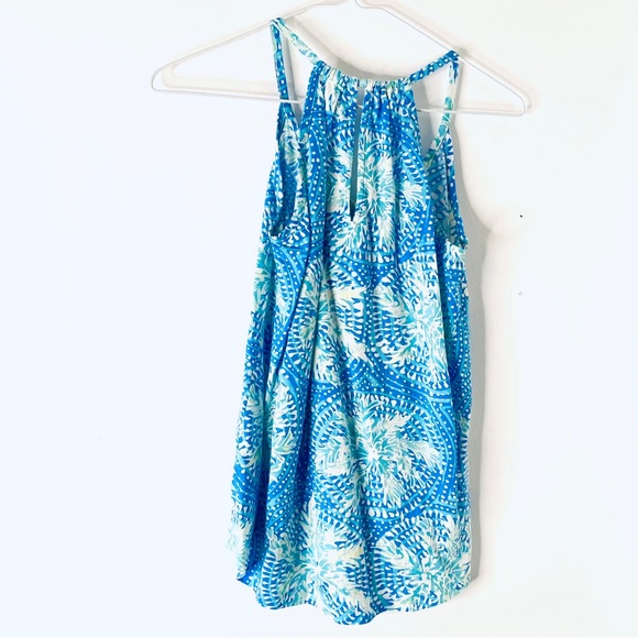 Lilly Pulitzer Blue Green Printed Keyhole Tank Top - Picture 4 of 6